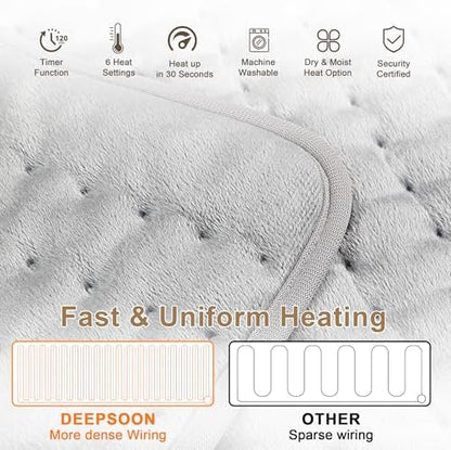 Heating Pad,Electric Heating Pads for Back,Neck,Abdomen,Moist Heated Pad for Shoulder,Knee,Hot Pad for Arms and Legs,Valentines Day Gifts-Auto Shut Off(Light Gray, 20''×24')