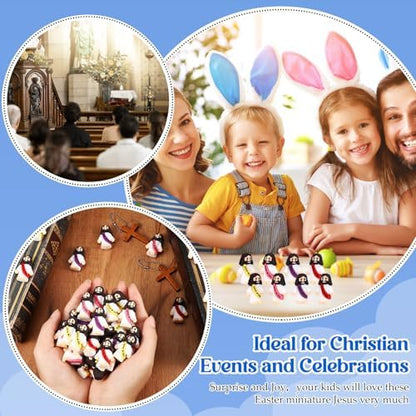 Bememo 100 Pcs Little Jesus Figures Jesus Loves You Original Design Rubber Pocket Toys Little Figures to Hide and Seek Sunday School Religious Party Share Gifts(Bright Colors)