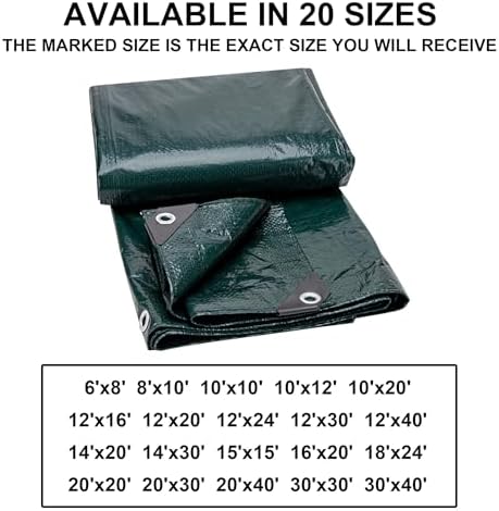 CARTMAN Finished Size 10x10 Feet Waterproof Green Tarp 8 Mil Thick, Multipurpose Protective Cover for Emergency Rain Shelter Camping Tarpaulin