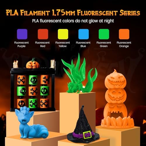 SUNLU Fluorescent PLA 3D Printer Filament, PLA Filament 1.75mm, Brighter Color for Halloween Decoration, Neatly Wound Filament, Fit Most FDM 3D Printer, 1kg Spool, Fluorescent Purple