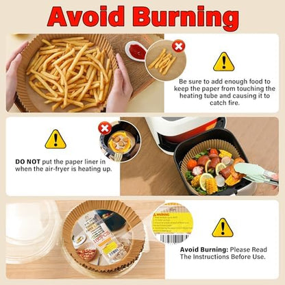 Air Fryer Liners Disposable, 200PCS Non-stick Oil Resistant Air Fryer Parchment Paper Liners, 8 Inch Air Fryer Liners, Round Airfryer Liners for 5-8QT Air fryer, Baking, Roasting Microwave