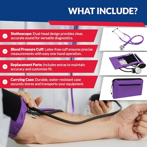 Dixie EMS Blood Pressure and Sprague Stethoscope Kit - Purple