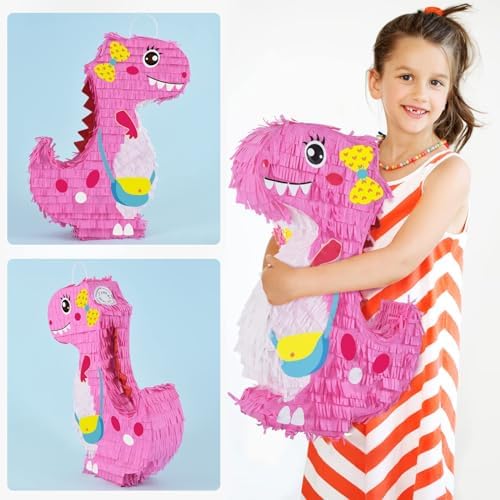Dinosaur Pinata - Dinosaur Birthday Party Supplies for Girls Kids Dino Themed Party Pinata Bundle Set Perfect Party Game Activity Decoration
