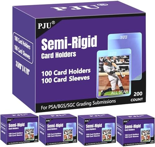 500ct Semi Rigid Card Holders & 500ct Card Sleeves for PSA, SGC, BGS, CSG Graded Card Submissions, Semi Rigid Card Sleeves, Baseball Card Protectors, PSA Graded Card Sleeve for Trading Card