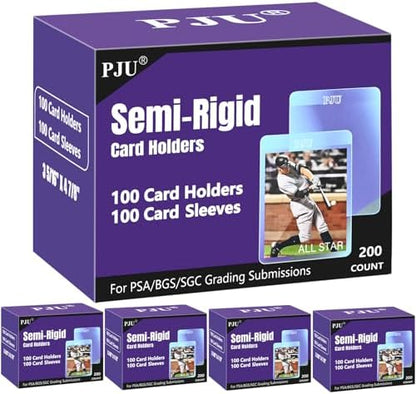 500ct Semi Rigid Card Holders & 500ct Card Sleeves for PSA, SGC, BGS, CSG Graded Card Submissions, Semi Rigid Card Sleeves, Baseball Card Protectors, PSA Graded Card Sleeve for Trading Card