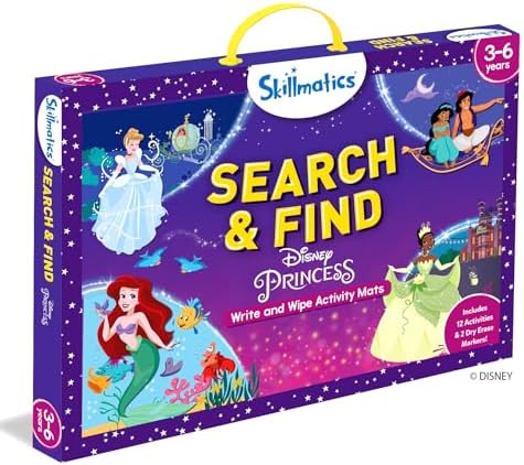 Skillmatics Search and Find Disney Princess Educational Game - Reusable Preschool Learning Activities, Perfect for Toddlers & Kids Who Love Toys, Art & Crafts, Gifts for Boys & Girls Ages 3, 4, 5, 6