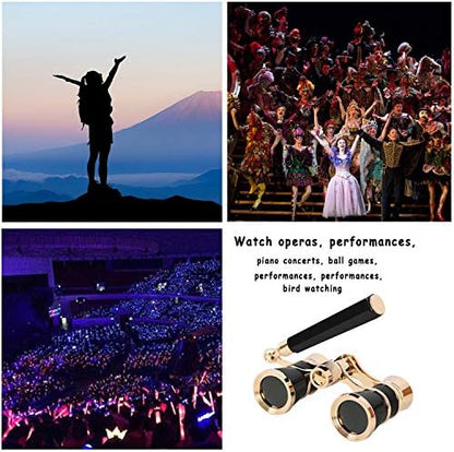 Aroncent Opera Glasses Binoculars 3X25 Compact with Adjustable Handle Theater Glasses, Mini Binocular for Adults Men Women in Opera Musical Concert(Black)