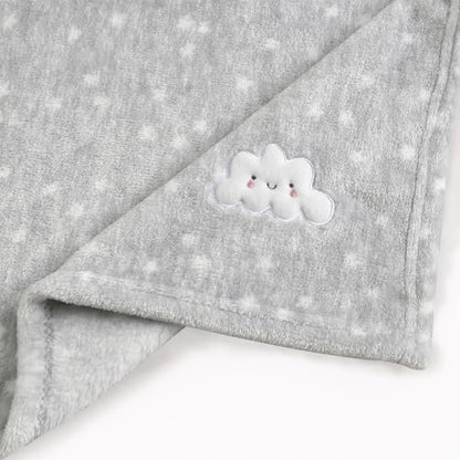 CREVENT 2Pcs 30''X40'' Cute Cozy Fluffy Warm Baby Blankets for Infants Toddlers' Bedding Crib Cot Stroller - Grey Cloud + Minky Animal