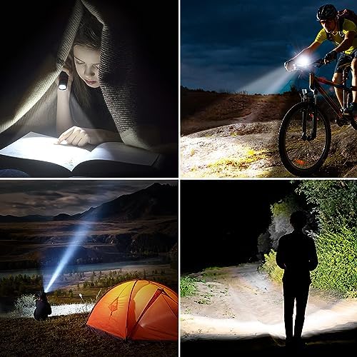 Flashlight Rechargeable 2 Packs, High Lumens Flashlight, Super Bright Small LED Flash Light- Zoomable, Adjustable Brightness, Long Lasting for Camping, Outdoors and Home Emergency