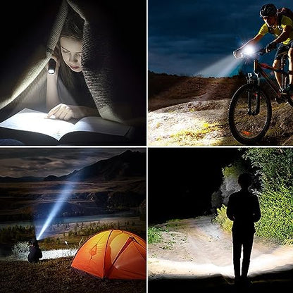 Flashlight Rechargeable 2 Packs, High Lumens Flashlight, Super Bright Small LED Flash Light- Zoomable, Adjustable Brightness, Long Lasting for Camping, Outdoors and Home Emergency