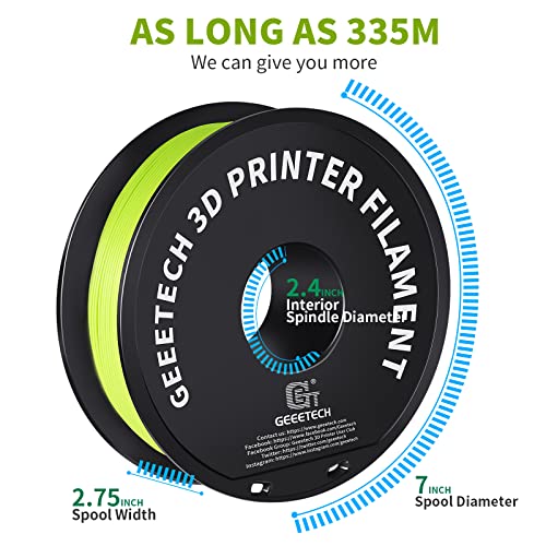 Geeetech 1.75mm PLA 3D Printer Filament, 1kg Spool (2.2lbs), Upgrade Tidy Winding Tangle-Free, Dimensional Accuracy +/- 0.03mm, Apple Green