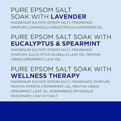 Dr Teal's Pure Epsom Salt, Lavender, Eucalyptus & Wellness Trio Bundle, 3 lbs (Pack of 3)
