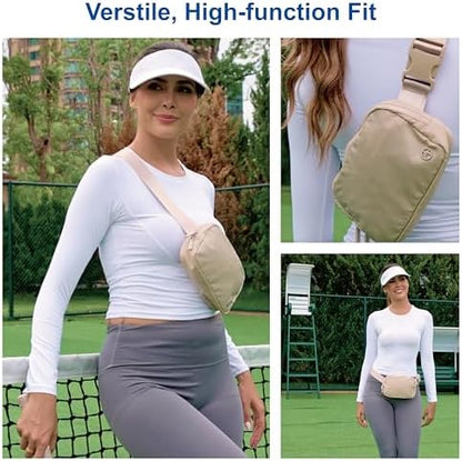 Pander Two Way Zipper Fanny Pack Nylon Everywhere Belt Bag for Women, Water Repellent Waist Packs, Crossbody Bags with Adjustable Strap. (Green Asparagus)