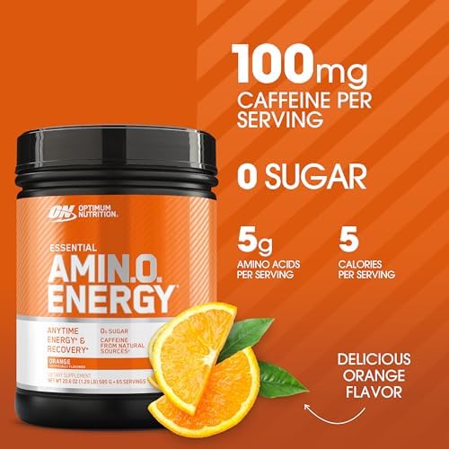 Optimum Nutrition Amino Energy - Pre Workout with Green Tea, BCAA, Amino Acids, Keto Friendly, Green Coffee Extract, Energy Powder - Orange Cooler, 65 Servings (Packaging May Vary)