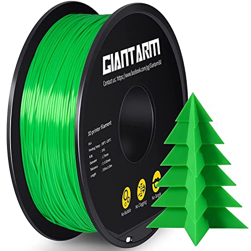 GIANTARM 3D Printer Filament, Green Pla Filament, 1Kg(2.2lbs) Spool, 1.75mm Dimension Accuracy +/- 0.03mm, 3D Printing Filament