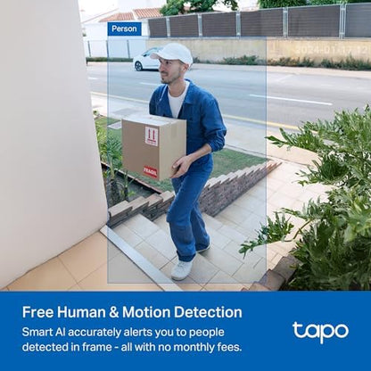 Tapo by TP-Link Smart Video Doorbell Camera Wireless with Chime, 2K with Full Color Night Vision & Spotlights, No Monthly Fee, Ring Call, 160° Ultra-Wide View, Free AI Detection, Local Storage,D210