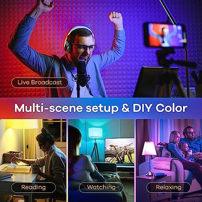 Linkind Matter Smart Light Bulb, WiFi Smart Bulbs, Work with Apple Home, Siri, Alexa, Google, SmartThings, RGTBW Color Changing Bulbs Mood Lighting, Music Sync, A19 E26 60W, 2.4Ghz WiFi 6 Pack