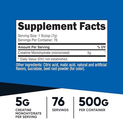 Nutricost Creatine Monohydrate Powder (Fruit Punch, 500 Gram)