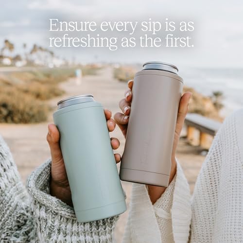 BrüMate Hopsulator Slim Can Cooler Insulated for 12oz Slim Cans | Skinny Can Insulated Stainless Steel Drink Holder for Hard Seltzer, Beer, Soda, and Energy Drinks (Nightfall Blue)