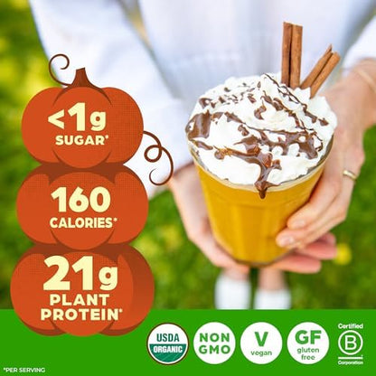 Orgain Organic Vegan Protein Powder, Pumpkin Spice - 21g of Plant Based Protein, Non Dairy, Gluten Free, 1g of Sugar, Soy Free, Kosher, Non-GMO, 1.02 Lb (Packaging May Vary)