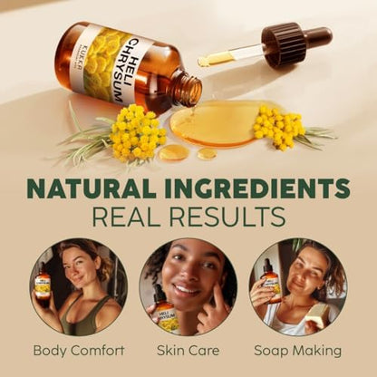 KUKKA Helichrysum Essential Oil for Skin, Relaxation - 100% Pure and Natural Undiluted Helichrysum Oil for Aromatherapy, Skin Care, Home Diffusers, Massage and Humidifiers - 4 fl oz, Non-GMO