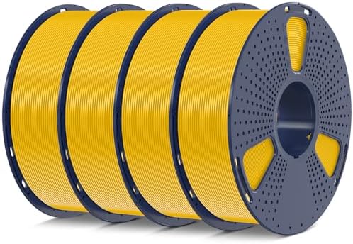SUNLU 4kg PLA 3D Printer Filament Bundle, Neatly Wound PLA Filament 1.75mm ±0.02mm, Individually Vacuum Packed, 4kg in Total, 1kg per Spool, 4 Pack, 4000g, Pure Yellow