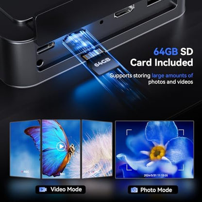 TOMLOV TriL110 3-Lens Digital Microscope: 10.1" 2500X 2K HDMI Coin Microscope Magnifier for Whole Coins with IPS Screen, LCD Soldering Microscopes for Adults, 14 LED Lights, PC/TV Compatible, 64GB