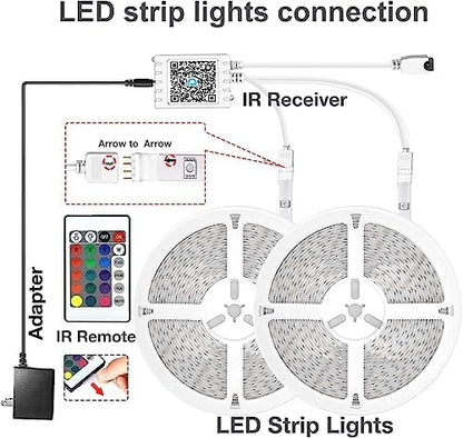 DAYBETTER LED Strip Lights 200ft (2 Rolls of 100ft), Color Changing Lights Strip for Bedroom, Desk, Indoor, Room Bedroom, Girl Boy Brithday Gifts RGB Decor with Remote and 24V Power Supply