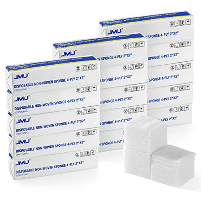 JMU Gauze Pads, 3000Pcs 2x2 Gauze Pads, 4-Ply Non Woven Gauze Sponges All Purpose Gauze