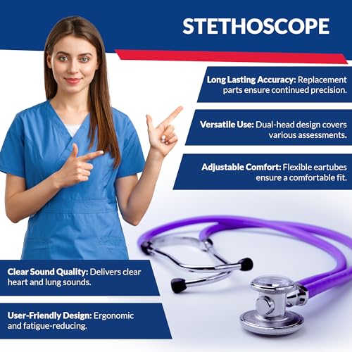 Dixie EMS Blood Pressure and Sprague Stethoscope Kit - Purple