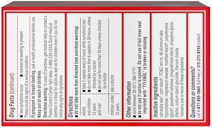 Tylenol Extra Strength Pain Reliever and Fever Reducer Caplets, 500 mg Acetaminophen, Pain Relief Pills for Headache, Backache, Toothache and Minor Arthritis Pain Relief, 200 Count