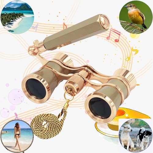 Yourelexit® Opera Glasses Binoculars 3X25 Lorgnette Theater Glasses Optical BK9 Mini Compact Lightweight Built-in Foldable Adjustable Handle Vintage for Adults Kids Women in Musical Concert Cinema
