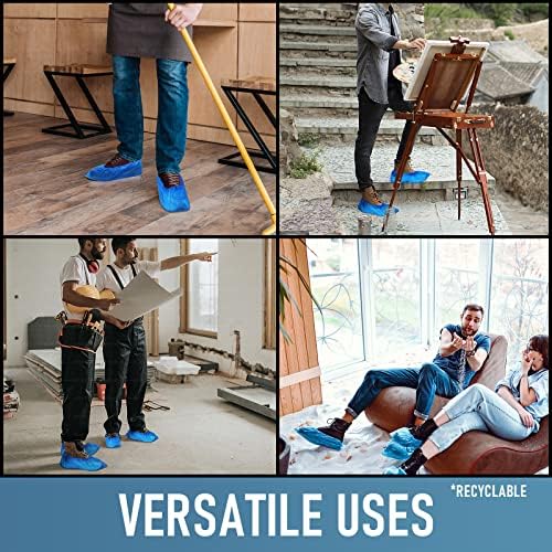 Shoe Covers Disposable Non Slip for Indoors Pack of 200 (100 pairs) Recyclable Shoe Booties Waterproof Shoe & Boot Covers Durable Shoe Protectors Covers One Size Fits Most Blue