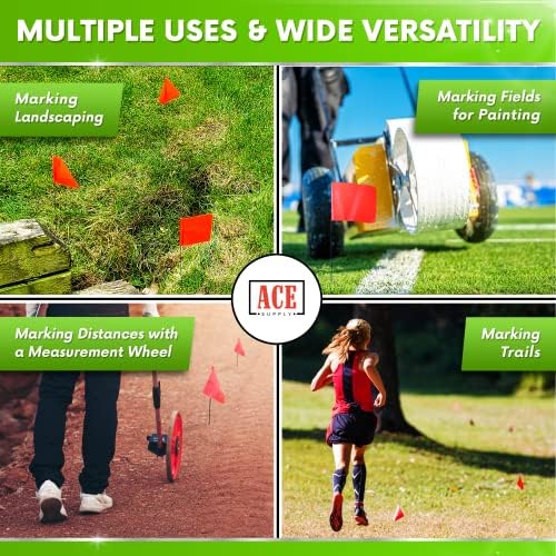 Fluorescent Orange Yard Marking Flags - 4x5x15 Inch Marker Flags - 100 Pack - Markers For Lawn, Irrigation, Landscaping, Survey & Sprinkler Head Marking