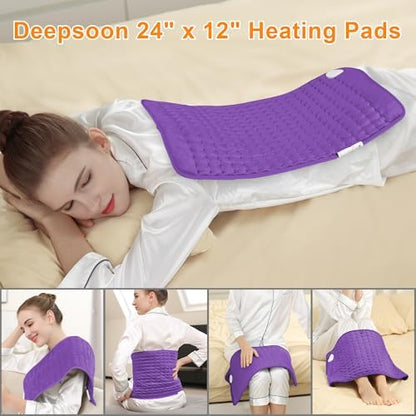 Heating Pad-Electric Heating Pads for Back,Neck,Abdomen,Moist Heated Pad for Shoulder,Knee,Hot Pad for Arms and Legs,Dry&Moist Heat & Auto Shut Off(Purple, 12''×24'')