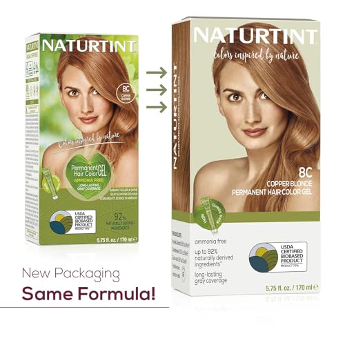 Naturtint 8C Copper Blonde Permanent Hair Color (Pack of 6), Ammonia Free, Vegan, Cruelty Free, up to 100% Gray Coverage, Long Lasting Results (Packaging may vary)