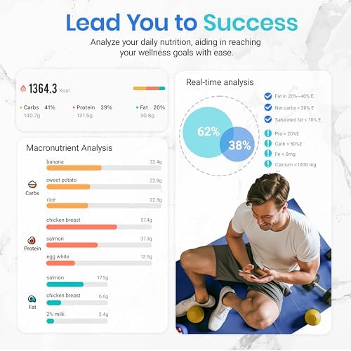 Etekcity Smart Food Kitchen Scale with Nutritional Calculator, Free App with 19 Nutrients Tracking, Calorie, Marco, Digital grams and ounces for weight loss, Premium Stainless Steel, 11lb