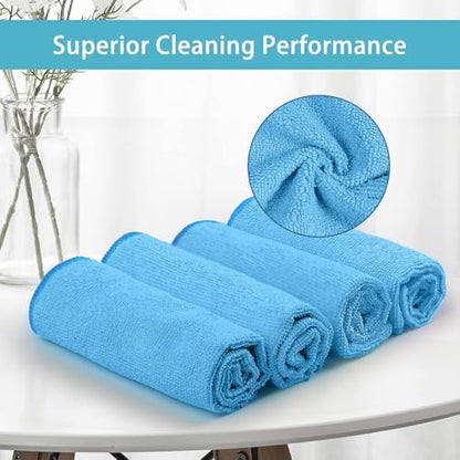 HOMEXCEL Blue Microfiber Cleaning Cloth, 100 Pack Cleaning Towels for Kitchen, Lint Free, Scratch-Free, Highly Absorbent, and Reusable Cleaning Rags for House, Window and Glass, Cars, 11.5 X11.5 inch