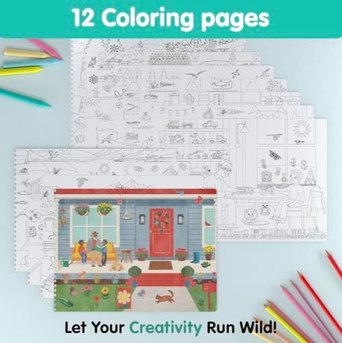 Sticker Book for Kids 2-4, 500+ Kids Stickers, Spending Time with Grandpa by Cupkin, 12 Coloring Pages, 12 Scenes, Fun Toddler Travel Activity Coloring and Sticker Books for Children Ages 4-8 + 8-10