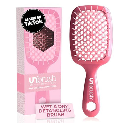 FHI Heat UNbrush Detangling Brush for Pain-Free Brushing on All Wet or Dry Hair Types — Durable DuoFlex Anti-Static Bristles, Lightweight Handle, Vented Hair Brush