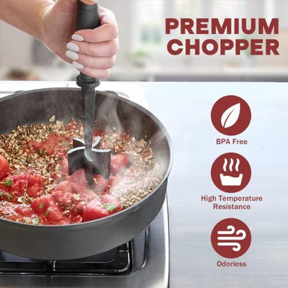 2 Pcs Meat Chopper, Upgrade Hamburger Smasher, Premium Heat Resistant Meat Masher for Ground Beef, Ground Turkey and More, Non Stick Mix Grinder
