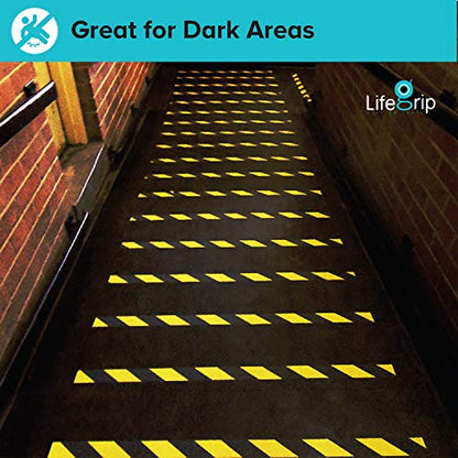LifeGrip Anti Slip Traction Tape, 4 Inch x 30 Foot, Best Grip, Friction, Abrasive Adhesive for Stairs, Tread Step, Indoor, Outdoor, Caution Yellow/Black
