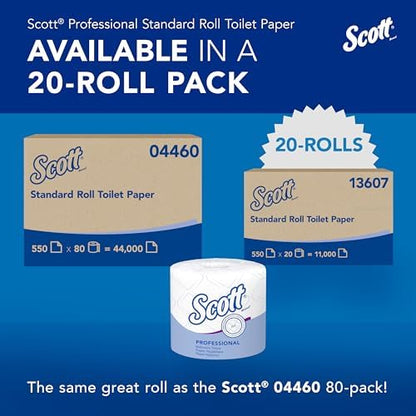 Scott Professional Standard Roll Bulk Toilet Paper (48040), 2-Ply, Elevated Design, White, Individually Wrapped (40 Rolls of 550 Sheets, 22,000 Sheet Total)