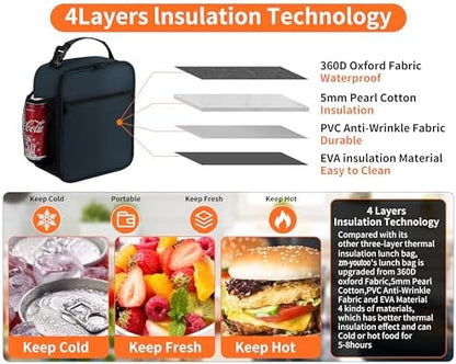 Lunch Box for Men - Reusable Lunch Bag Men Adult Women- Insulated Small LunchBox