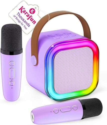 IROO Mini Karaoke Machine for Kids, 2025 TOP Toys Birthday Gifts Ideas for Girls Ages 4, 5, 6, 7, 8, 9, 10, 12+ Years Old, Portable MP3 Player with 2 Wireless Mics for Party