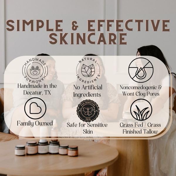 Tallow Cleansing Balm- All Natural Make-Up Remover Oil Based Cleanser. 100% Grass Fed Beef Tallow for Skin Care - 2 FL. oz