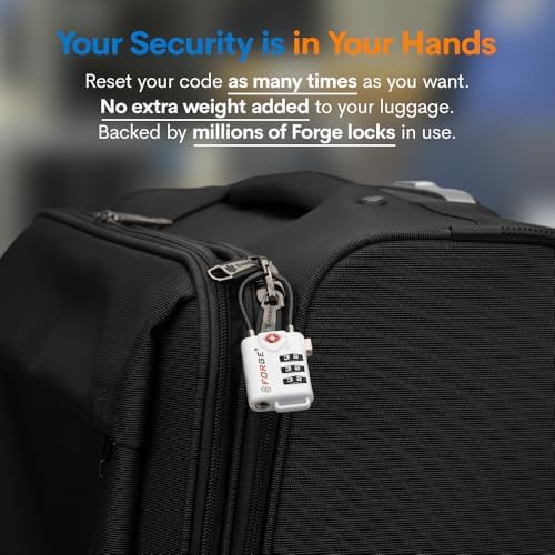 TSA Approved Cable Luggage Locks, Re-settable Combination with Alloy Body (White 4 Locks)