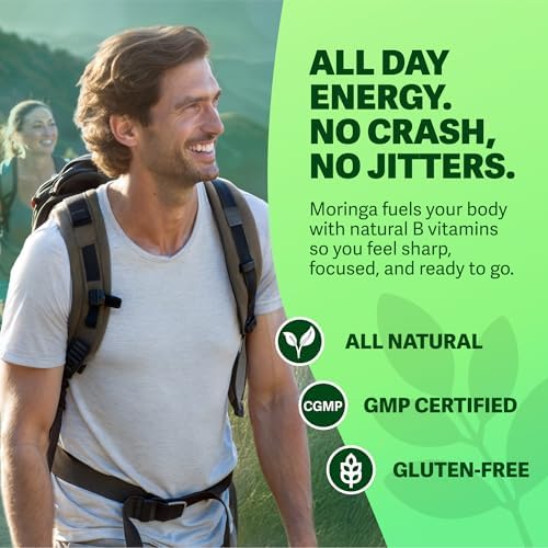 Rosabella Moringa Capsules - Pure Moringa Powder, Energy, Skin, Immune & Gut Health Superfood, Rich in Antioxidants, Essential Vitamins & Amino Acids, Natural Green Superfood Supplement - 180 Count