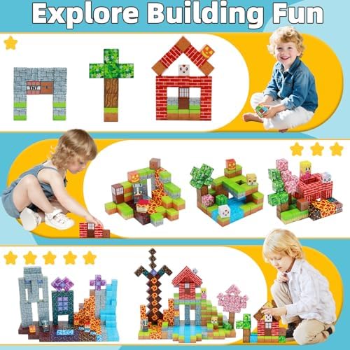 EchoPlan 150PCS Magnetic Blocks, Magnetic Building Blocks, STEM Constructions Magnet Blocks for Boys Girls Age 3 4 5 6 7 8 9 10, Sensory Stacking Toy Christmas Birthday Gifts for Kids, 1" Large Size