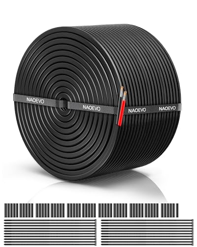 NAOEVO 18 Gauge Wire 2 Conductor Electrical Wire, 18 AWG Stranded PVC Cord, 12V Low Voltage/Tinned Copper/Flexible Cable for Automotive Wiring, Lamp Cord, Marine Cable (100FT)